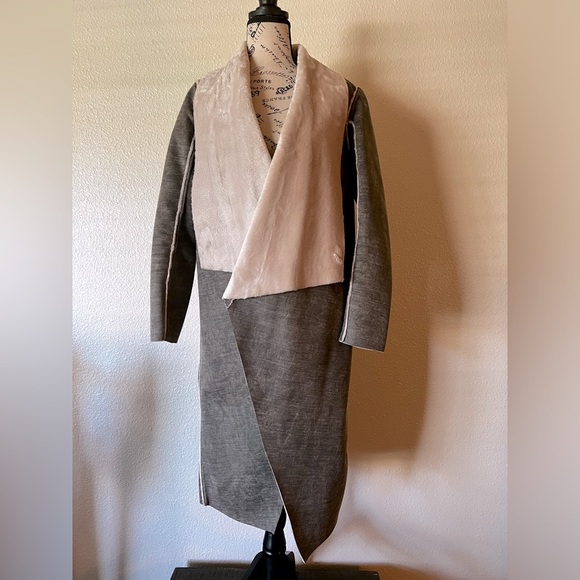 AMADI Camilla Gray Faux Suede Sherpa Duster Jacket - XS - Picture 4 of 11